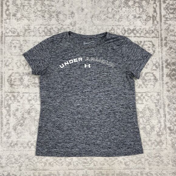 Under Armour T Shirt Womens Gray Short Sleeve Loose Fit Tech Graphic Large - Picture 1 of 5